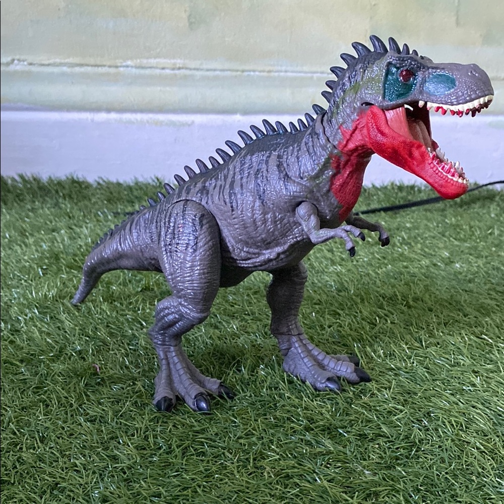 Gray and Red Indominus Rex Action Figure with Spiky Dorsal Spines
